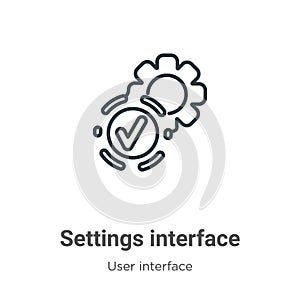 Settings interface outline vector icon. Thin line black settings interface icon, flat vector simple element illustration from