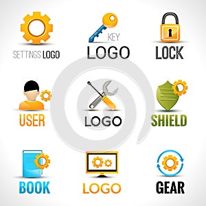 Settings logo set vector design illustration