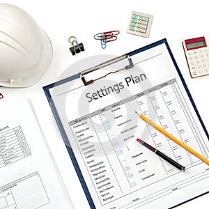 Settings plan project isolated on white background