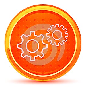 Settings process icon natural orange round button