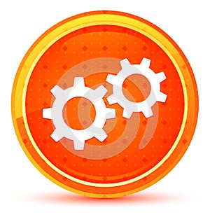 Settings process icon natural orange round button