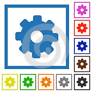 Settings solid flat framed icons