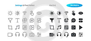 Settings UI Pixel Perfect Well-crafted Vector Thin Line And Solid Icons 30 2x Grid for Web Graphics and Apps.