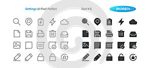 Settings UI Pixel Perfect Well-crafted Vector Thin Line And Solid Icons 30 2x Grid for Web Graphics and Apps.