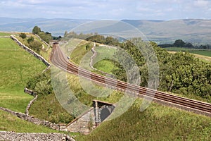 Settle to Carlisle railway in countryside Cumbria