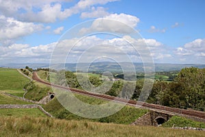 Settle to Carlisle railway in countryside Cumbria