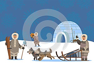 Arctic People Settlement, Igloo and Inuits Village photo