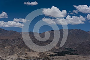 Settlement in the foothills of Himalayan mountains in Ladakh.