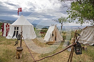 Settlement on a Medieval reenactment demonstration and recreation