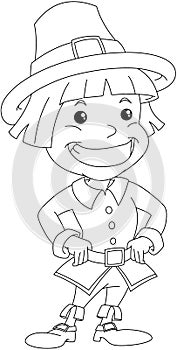 Settler Boy For Thanksgiving Coloring Page photo