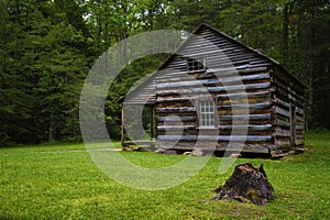 Settlers Cabin Cades Cove Valley in The Tennessee Smoky Mountains