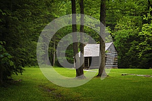 Settlers Cabin Cades Cove Valley in The Tennessee Smoky Mountains