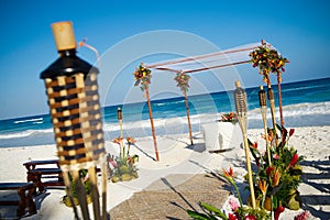 Setup for beach wedding photo