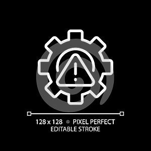 Setup error pixel perfect white linear icon for dark theme