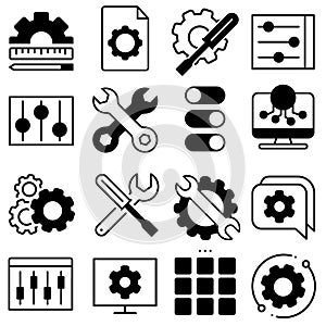 Setup icon vector set. Settings illustration sign collection. Menu symbol. Options logo.