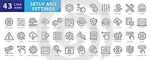 Setup and Settings Icons Set. Collection of simple linear web icons