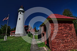 Seul Choix Point Lighthouse and keepers home and outbuildings