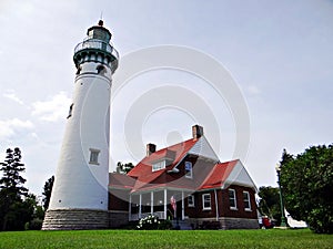 Seul Choix Pointe Lighthouse Located on the North Shore of Lake Michigan in The Upper Peninsula of Michigan