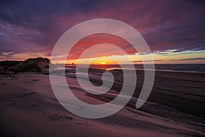 Seunset on a beach near Hirtshals