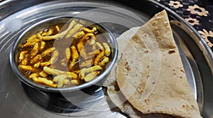 Sev Bhaji curry and chapati