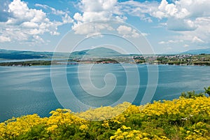 Sevan lake view from Sevanavank Monastery. a famous landscape in Sevan, Gegharkunik, Armenia