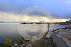 Sevan Lake at sunset in Armenia