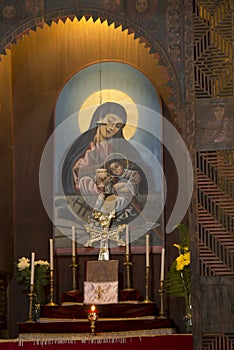 Sevanavank, Armenia, September 19, 2018: The interior of the church in the monastery complex Sevanavank located on the northwest