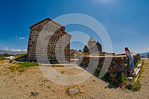 SEVANAVANK MONASTERY, ARMENIA - 02 AUGUST 2017: Famous Sevanavank Monastery Landmark on Lake Sevan in Armenia