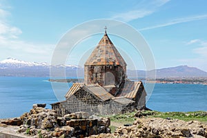 Sevanavank monastery - Holy apostles and the blessed virgin, lake Sevan in the background, Armenia