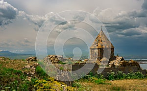 Sevanavank Monastery, located on a peninsula on the shore of Lake Sevan.