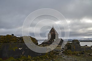 Sevanavank Monastery located on a peninsula at the shore of lake Sevan, Armenia