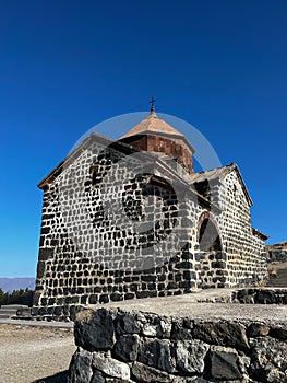 Sevanavank Monastery, located on the shore of Lake Sevan. Sights of Armenia.