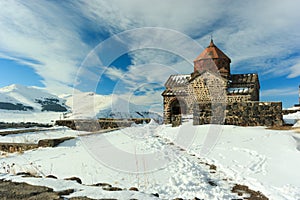 Sevanavank monastery in winter photo