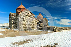 Sevanavank monastery in winter