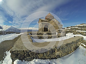 Sevanavank monastery in winter photo