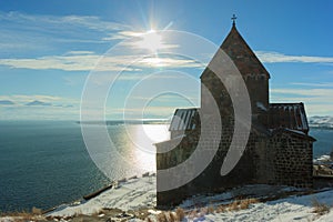 Sevanavank monastery in winter photo