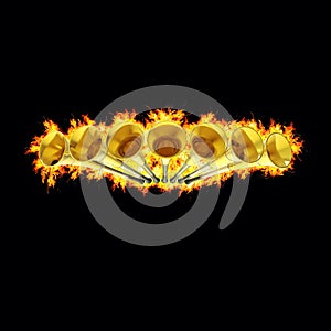 Seven 7 Trumpets Golden Fire Revelation Warning Vuvuzela Horn Illustration 3D Illustration