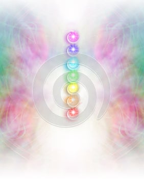 Seven Chakras in subtle energy field background