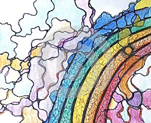 Seven-color rainbow, abstract fantasy, neuro art