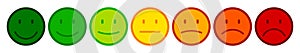 Seven colored smilies, set smiley emotion, by smilies, cartoon emoticons - vector