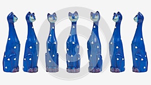Seven Comical Tall Blue Cats