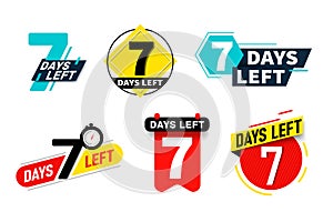 Seven day left announcement tag, sticker, bookmark set photo