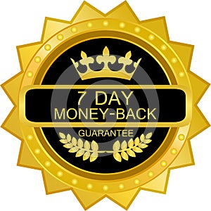 Seven Day Money Back Luxury Gold Label Icon photo