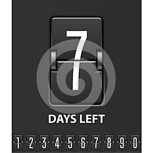 Seven days left, flip scoreboard - mechanical countdown timer