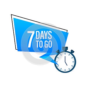 Seven days to go flat icon. Vector stock illustration