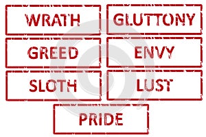 Seven deadly sins rubber stamp