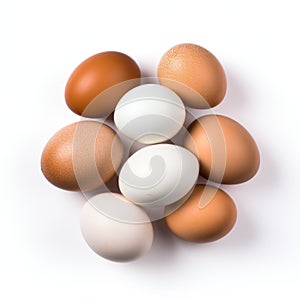 Vibrant Colorism: White And Brown Eggs In A Balanced Asymmetry photo