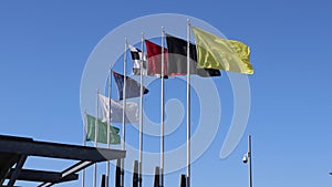 Seven Flags of Racing at Indianapolis Motor Speedway Gate One entrance. IMS is the home of the Indy 500. 15 Second clip