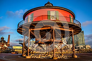 Seven Foot Knoll Light House was built in 1855. It is the oldest screw-pile lighthouse in Maryland and is located in the Inner