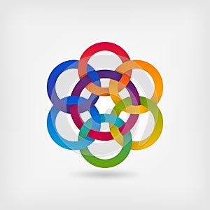 Seven interlocked circles in gradient rainbow colors photo